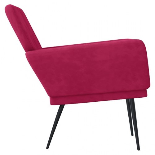 Lænestol i velour - 62 × 79 × 79 cm, vinrød
