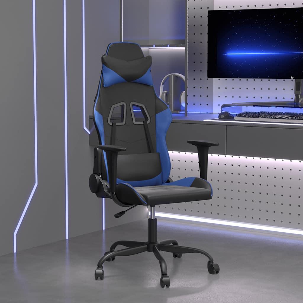 Gamingstol kunstlæder sort og blå billede