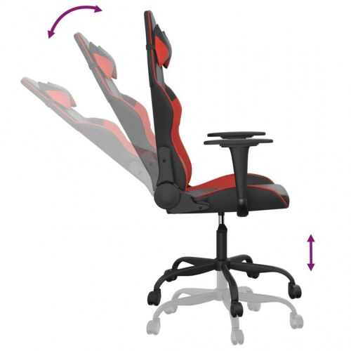Gamingstol med massagefunktion i kunstlæder - sort/rød