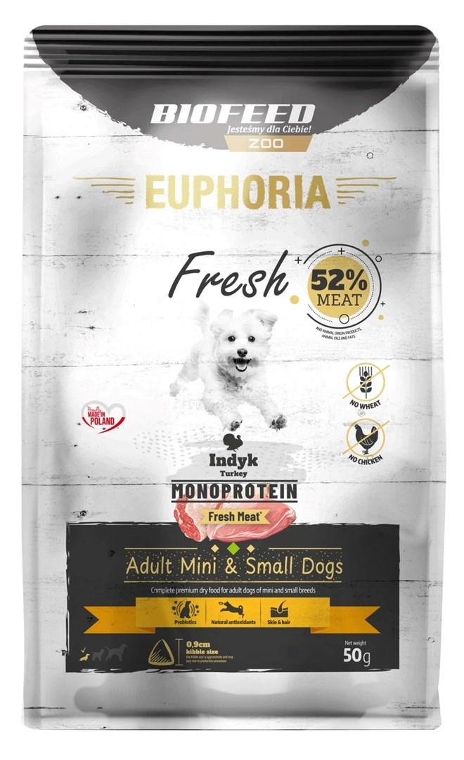 Hundefoder tørfoder BIOFEED Euphoria Fresh Adult Monoprotein kalkun XS/S 50 g billede