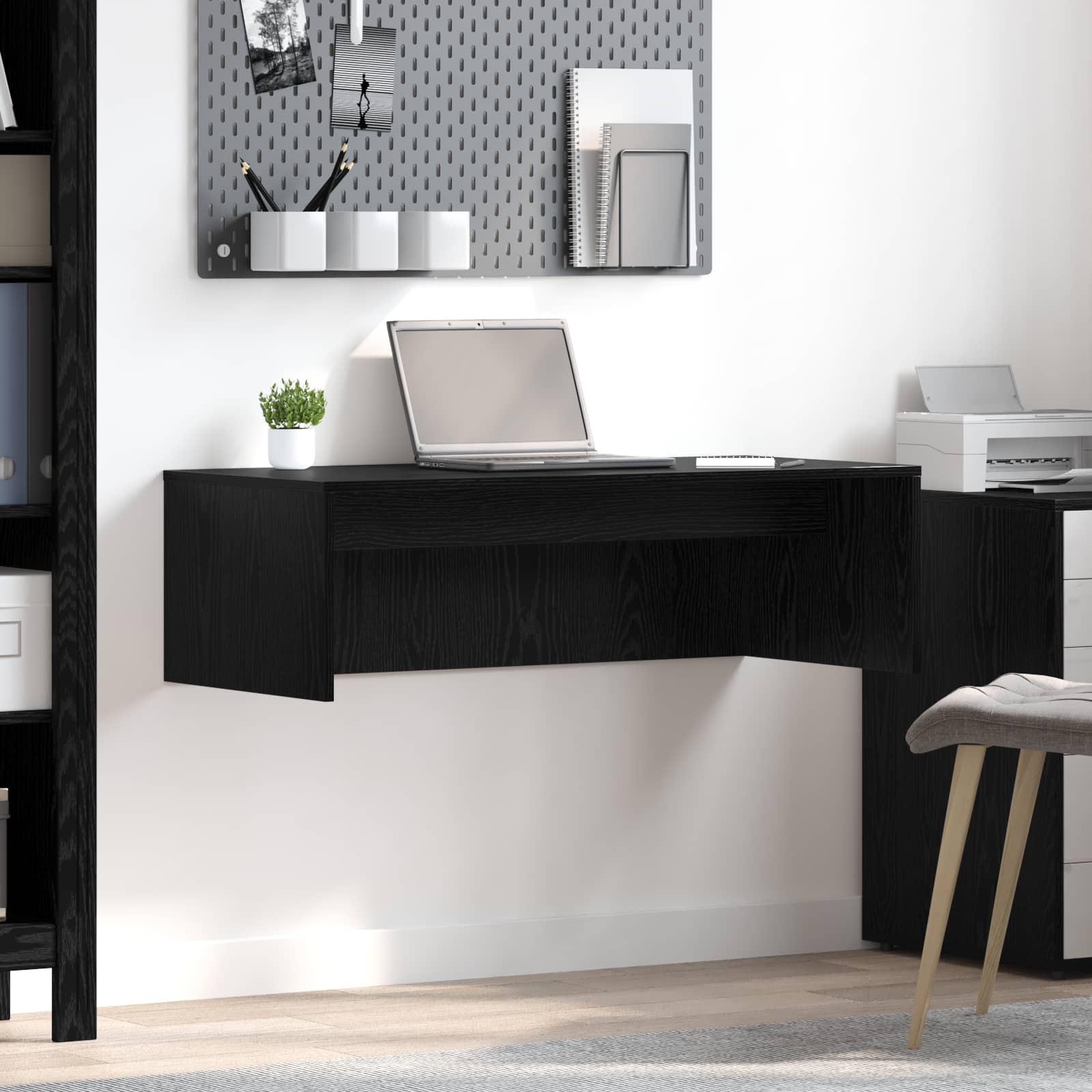 Væghængt skrivebord Sort eg 100 x 45 x 30 cm Konstrueret træ billede