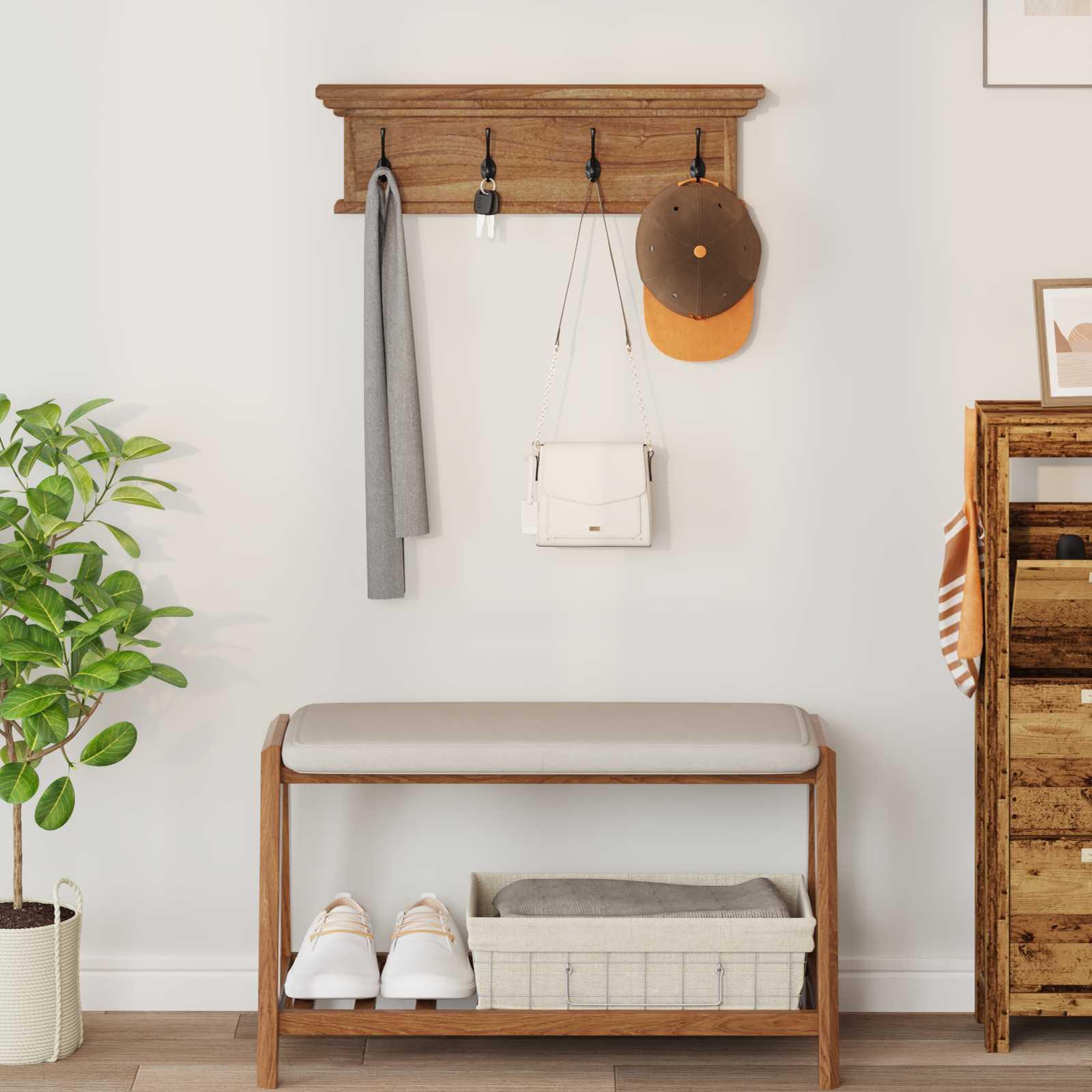 Vægmonteret Jakkeholder Vægmonteret Naturfarvet 70 x 10 x 20 cm billede