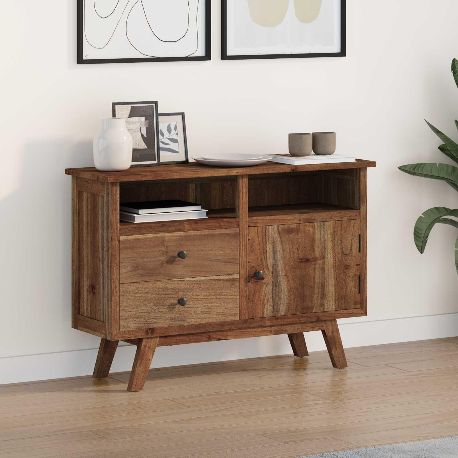 Sidebord med skuffe Brun 100 x 30 x 68 cm Massiv Teaktræ billede