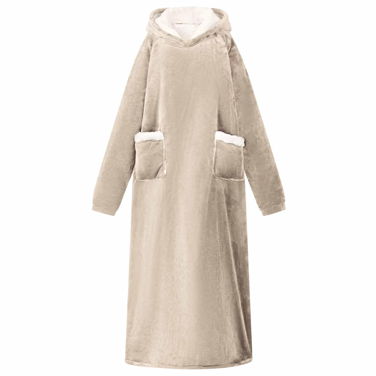 Tæppe-hoodie Beige xl Fleece og Flannel billede