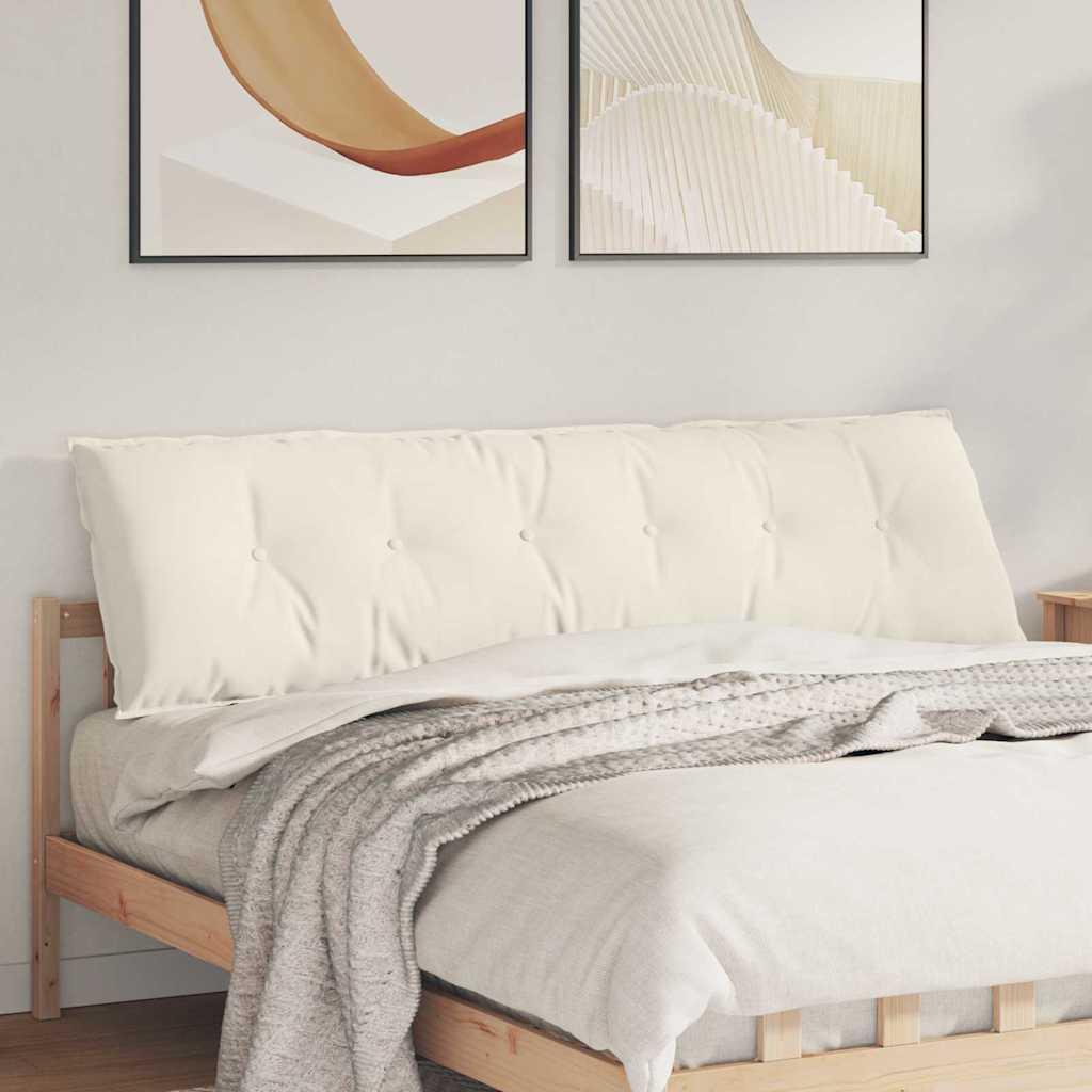 Rygpude Creme 180 x 50 cm Velourstof billede