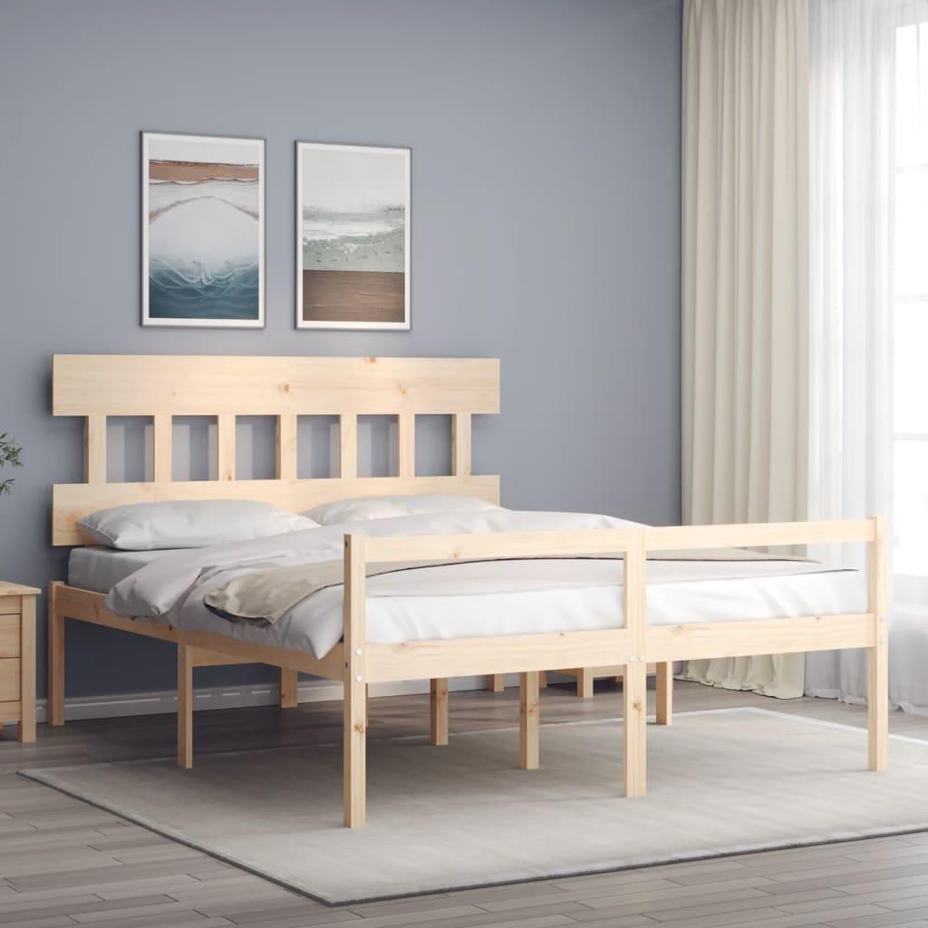 Seniorseng med sengegavl 160x200 cm massivt træ billede