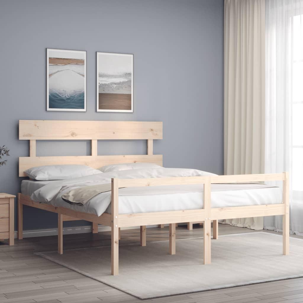 Seniorseng med sengegavl 160x200 cm massivt træ billede