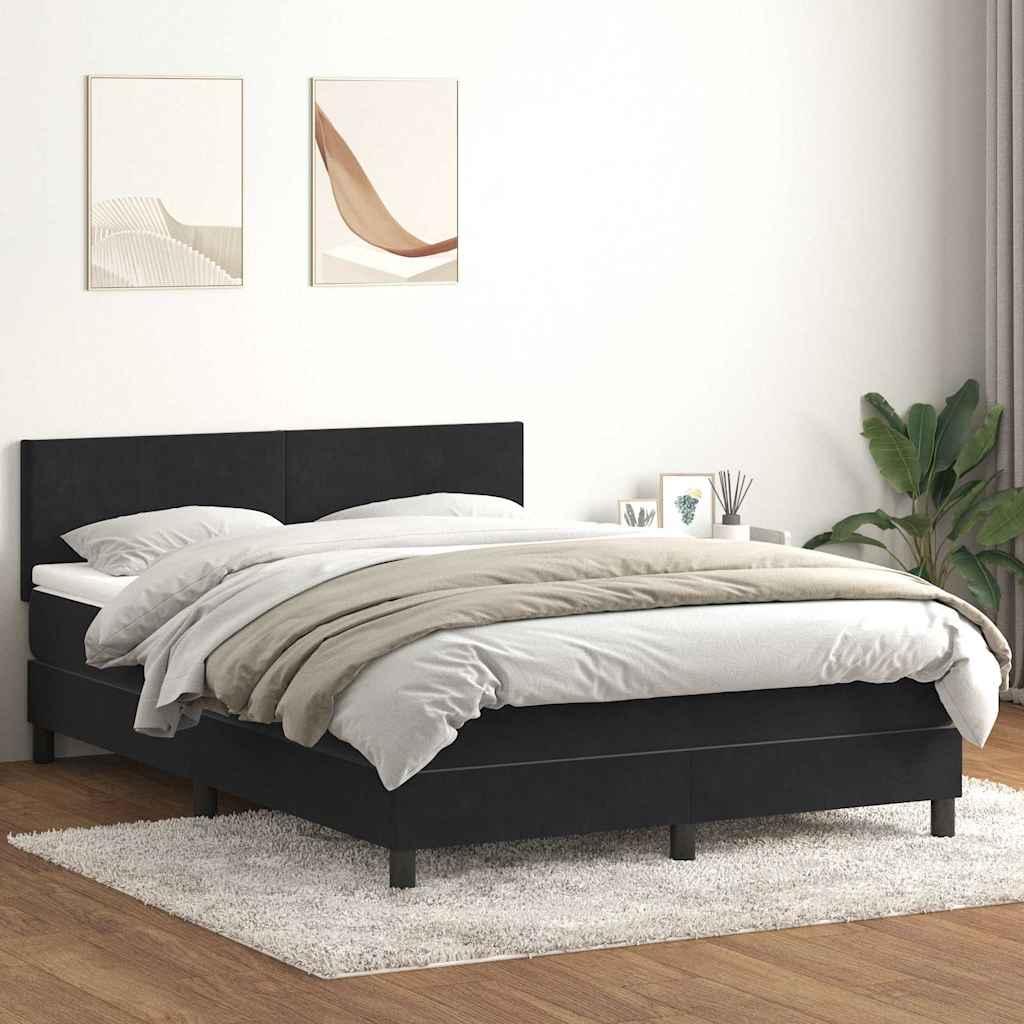 Kontinentalseng med madras 140x210 cm fløjl sort