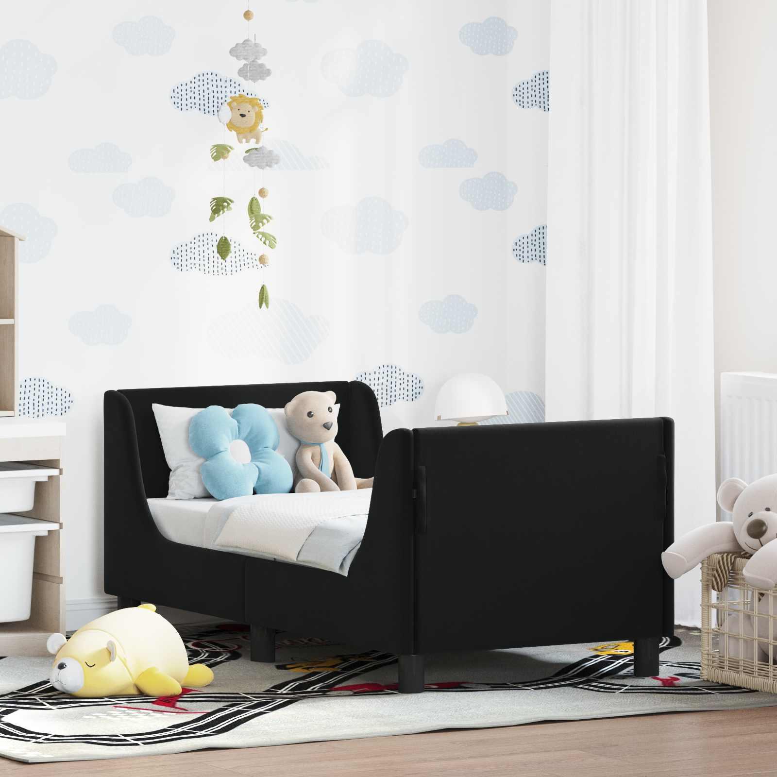 Sengestel til tumling med hovedgærde Sort 70 x 140 cm Fløjl billede