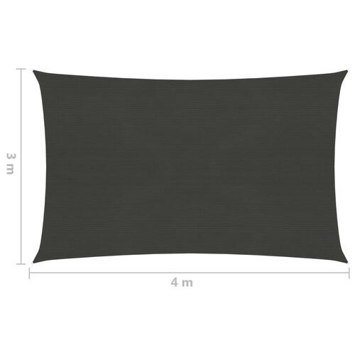 Solsejl 3x4 m 160 g/m² HDPE antracitgrå