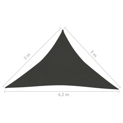 Solsejl 160 g/m² 3x3x4,2 m HDPE antracitgrå