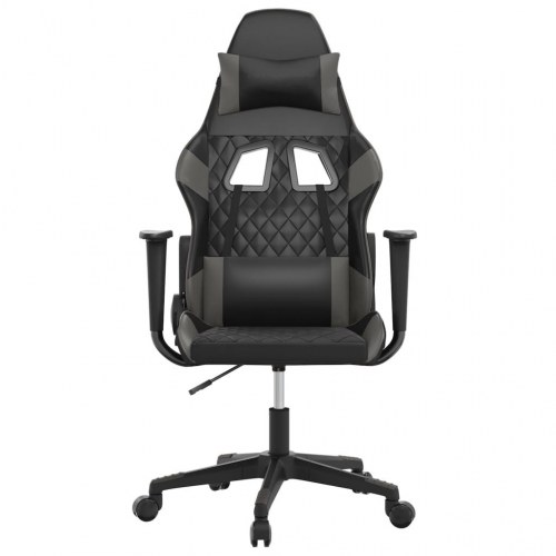 Gamingstol med massagefunktion i kunstlæder - sort/grå