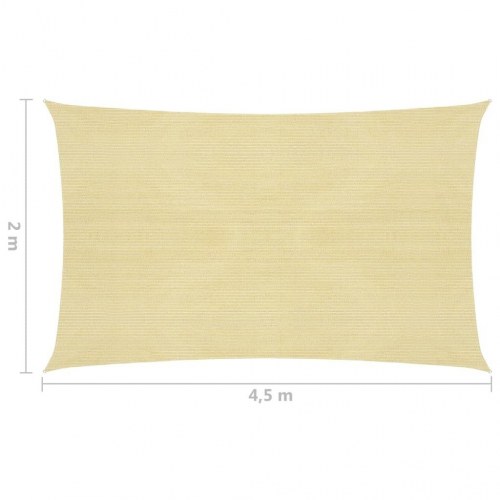 Solsejl 160 g/m² - 2 × 4,5 m HDPE, beige (rektangulært)