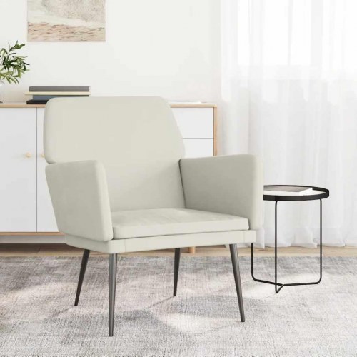 Lænestol i velour - cremefarvet, 62 × 79 × 79 cm