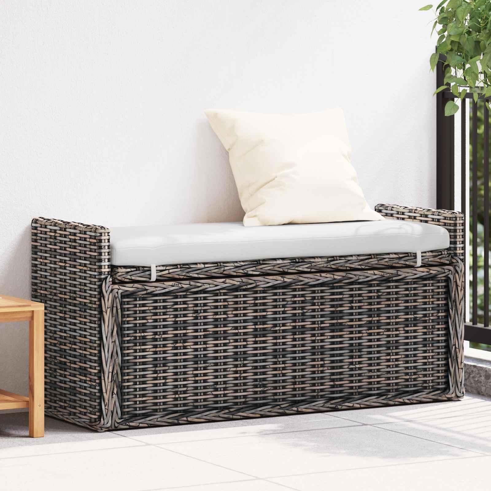 vidaXL Opbevaringsbænk GENDT Sorte vask 110 x 40 x 50 cm Rattan