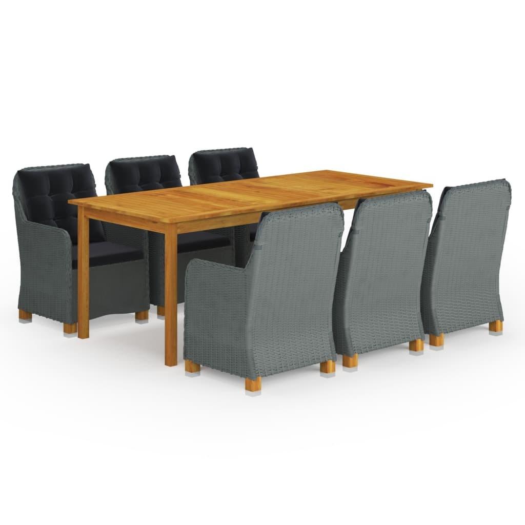 Spisebordssæt Til Haven 7 Dele - 8 / lysegrå og sort