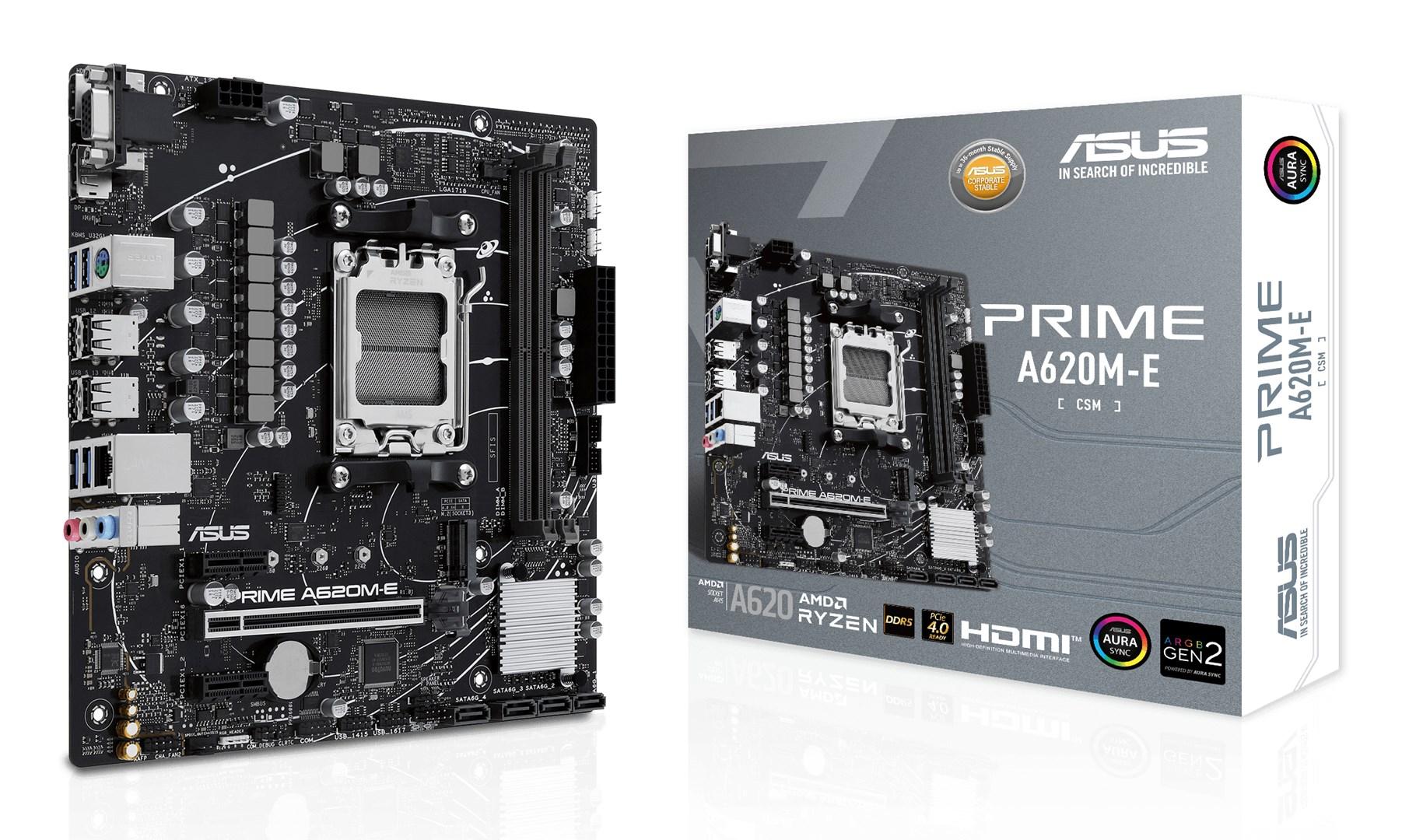 Bundkort ASUS Prime A620M-E-CSM - AMD A620, Socket AM5, micro ATX