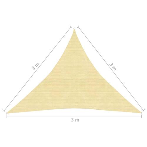 Solsejl 160 g/m² 3x3x3 m HDPE beige