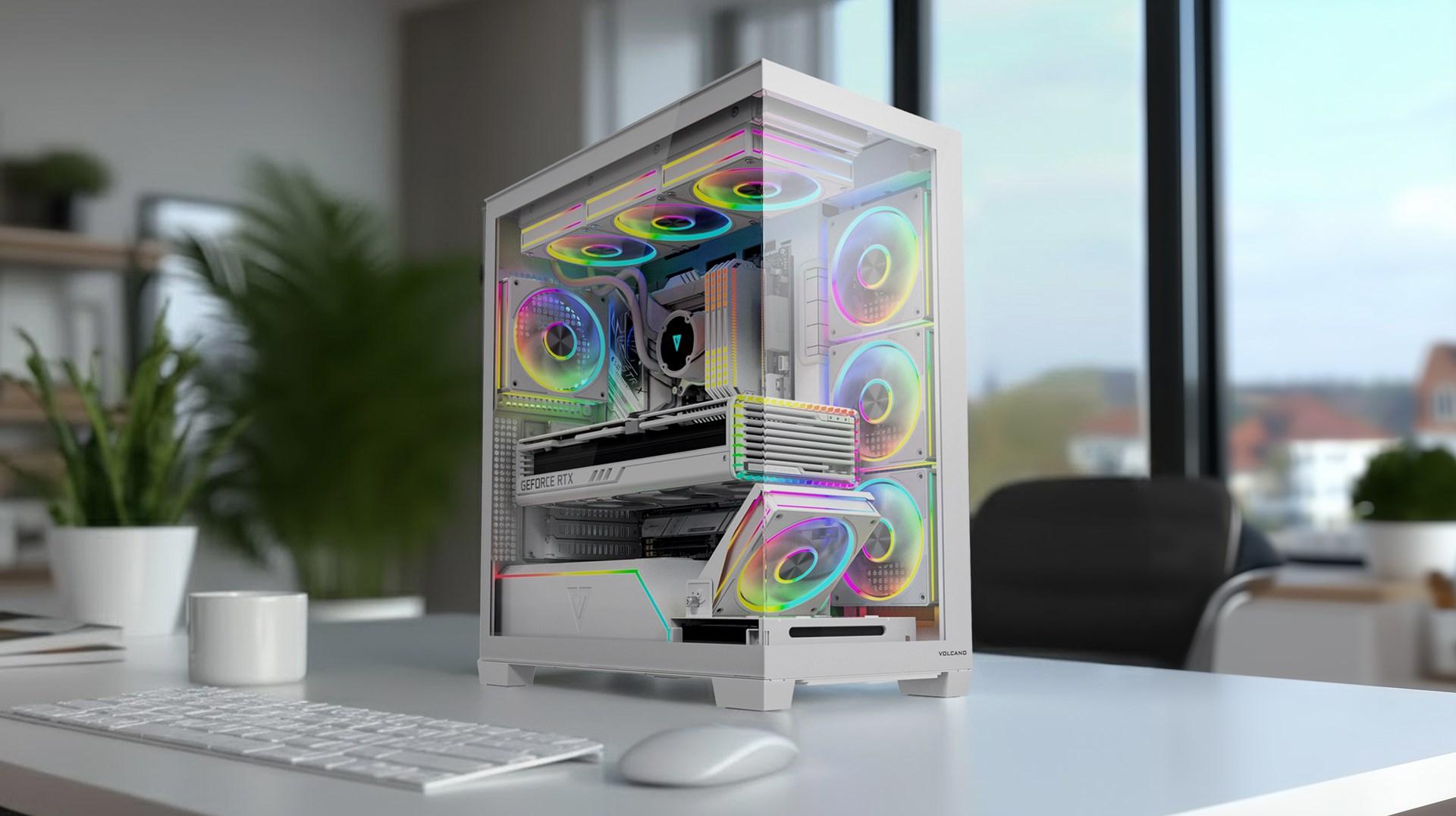 PC kabinet MODECOM Volcano Stellar Plus ARGB Midi Tower – hvid billede