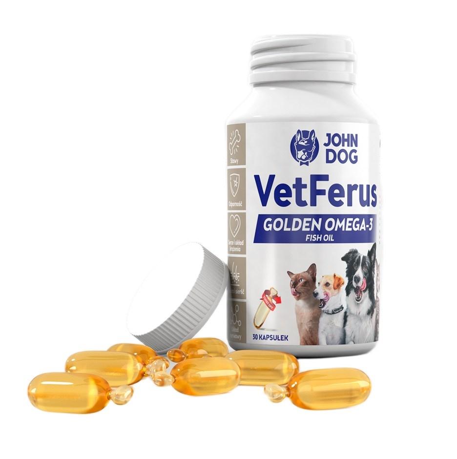 Fiskeolie til hund og kat JOHN DOG VetFerus Golden Omega-3 – 30 kapsler billede