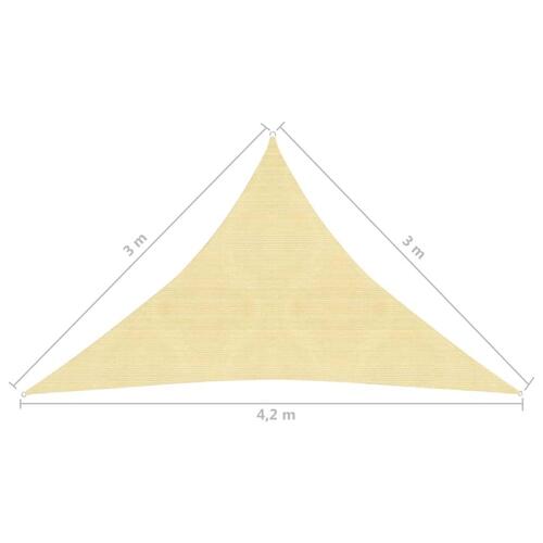 Solsejl 160 g/m² 3x3x4,2 m HDPE beige