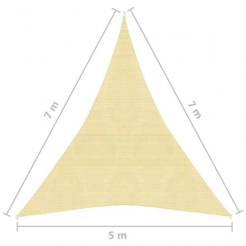 Solsejl 160 g/m² 5x7x7 m HDPE beige