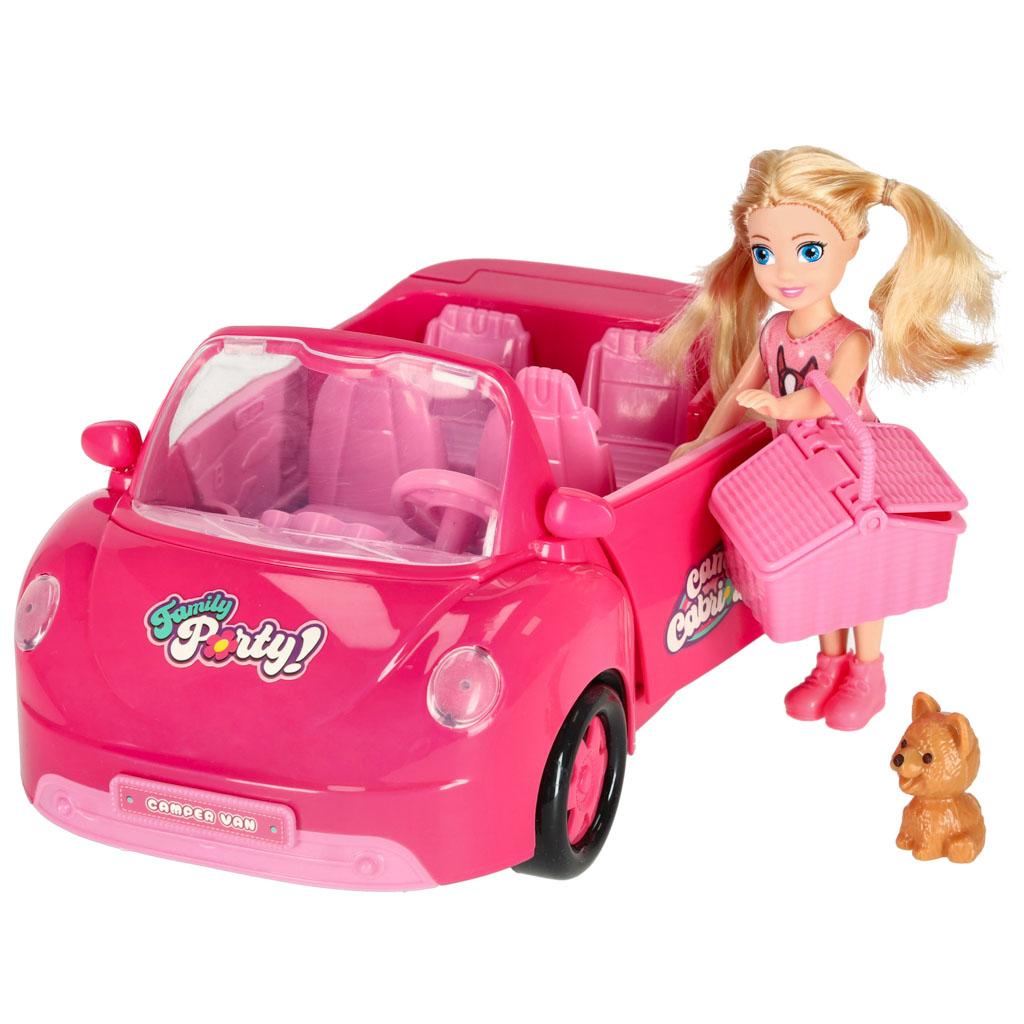 Dukker bil cabriolet pink - sæt med 4 dele billede