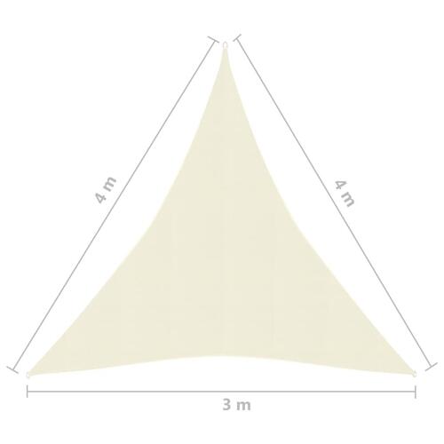 Solsejl 160 g/m² 3x4x4 m HDPE cremefarvet