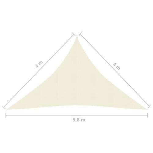 Solsejl 4x4x5,8 m 160 g/m² HDPE cremefarvet