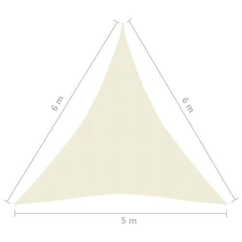 Solsejl 160 g/m² 5x6x6 m HDPE cremefarvet
