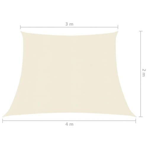 Solsejl i HDPE 160 g/m² - 3/4 × 2 m, cremefarvet trapez