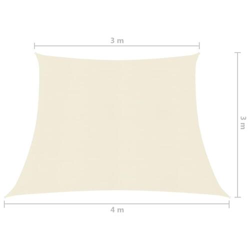 Solsejl 160 g/m² 3/4x3 m HDPE cremefarvet