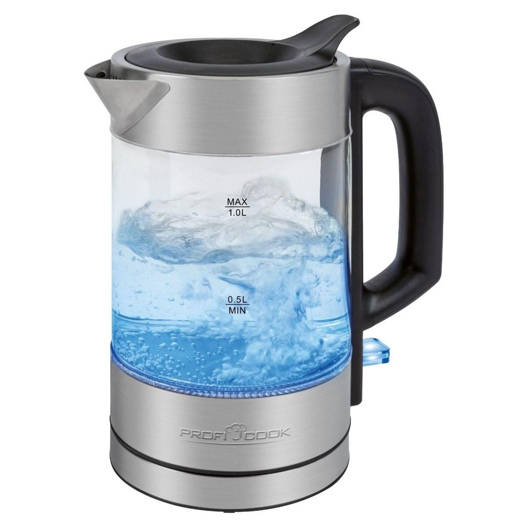 Elkedel 1,0 l – ProfiCook PC-WKS 1229 G, glas/rostfrit stål, 1.600 W billede