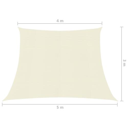 Solsejl 160 g/m² 4/5x3 m HDPE cremefarvet