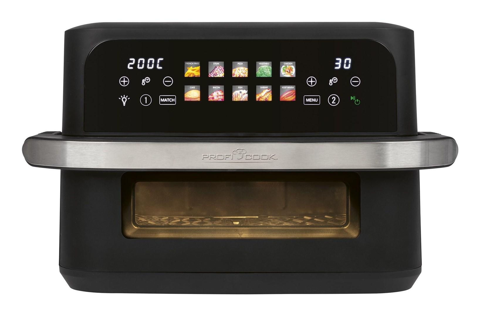 Airfryer - ProfiCook PC-FR 1313 H, dobbelt, 10 l, 2.400 W, sort/rustfrit stål billede