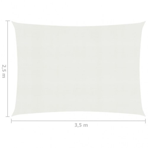 Solsejl 2,5×3,5 m - HDPE 160 g/m², hvid rektangulær