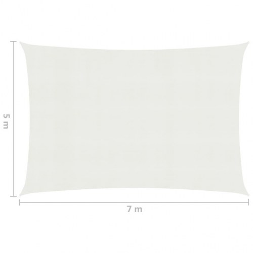 Solsejl 160 g/m² 5 × 7 m i HDPE - hvid, rektangulær