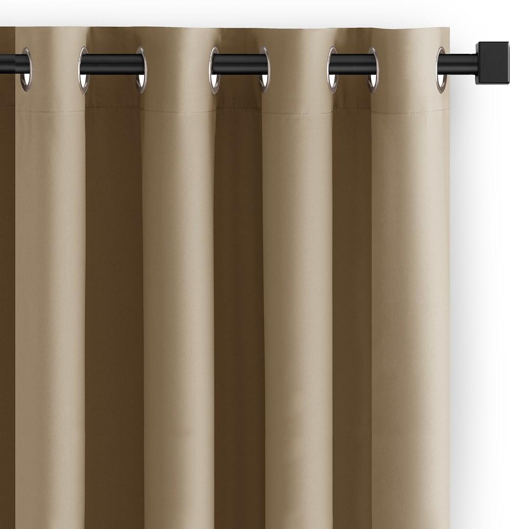 Mørklægningsgardin CARLI - beige, glat, sølv-øskner, 200×250 cm billede