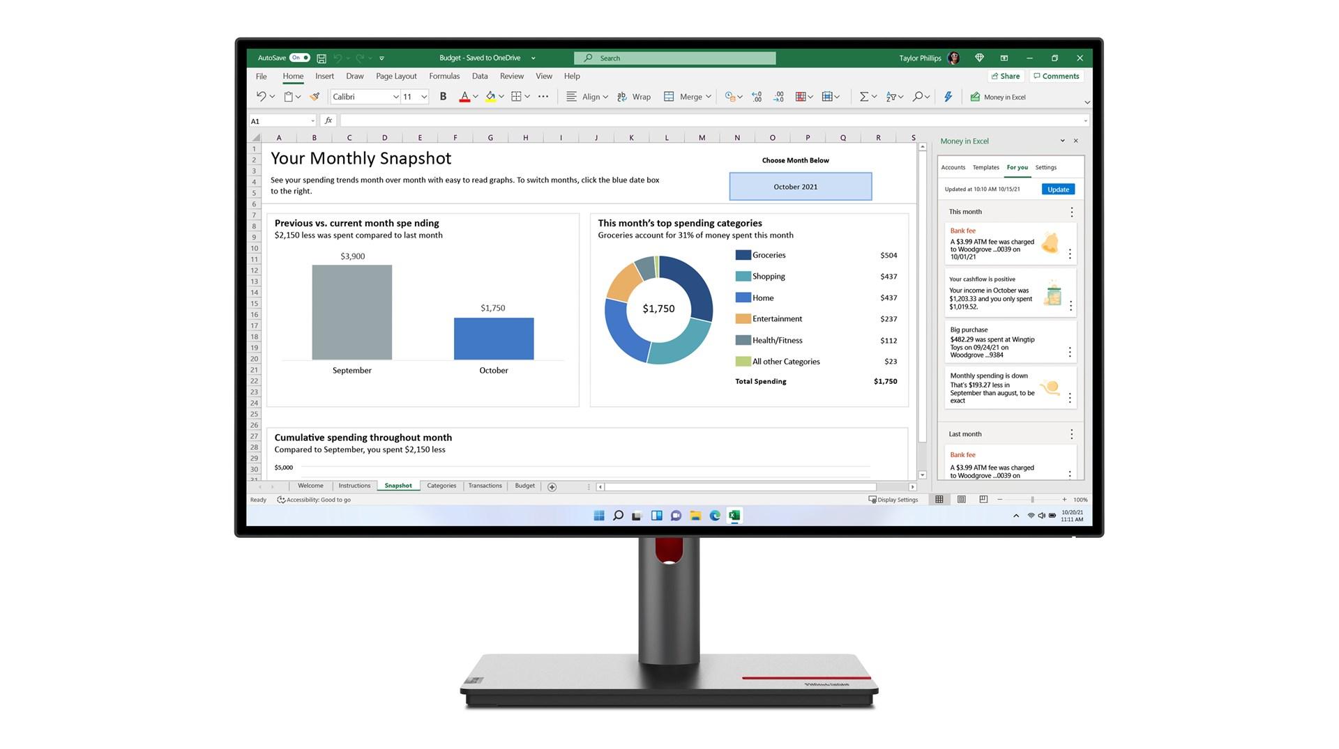 Skærm 27" Lenovo ThinkVision P27h-30 - QHD IPS, USB-C, sort