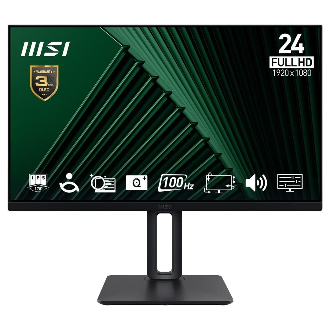 Skærm 24" MSI Pro MP245PG IPS FHD 100 Hz Pivot HDMI/DP billede