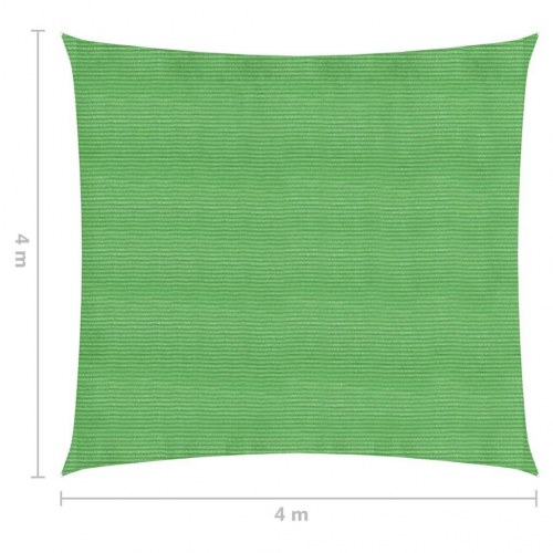 Solsejl 4×4 m - HDPE 160 g/m², lysegrøn firkantet