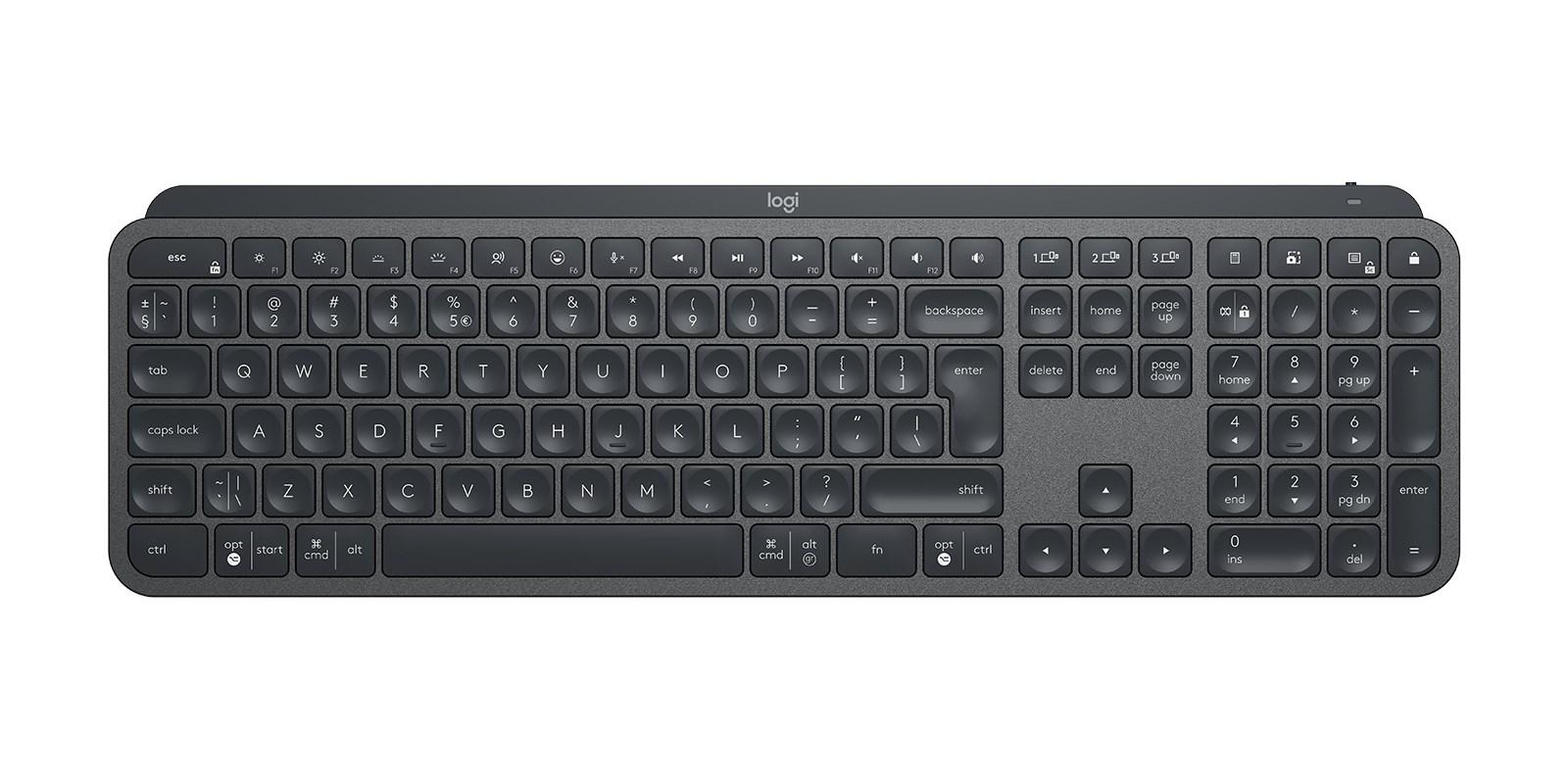 Tastatur trådløst Logitech MX Keys - QWERTY, fuld størrelse, bagbelyst - Grafit
