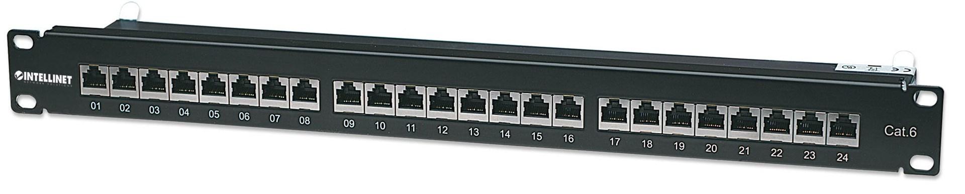 Patchpanel Cat6 24-port - Intellinet, FTP, skærmet, 1U, top-entry, sort billede