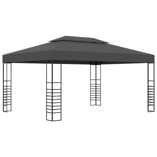 Pavillon med LED-lyskæder 3x4 m antracitgrå