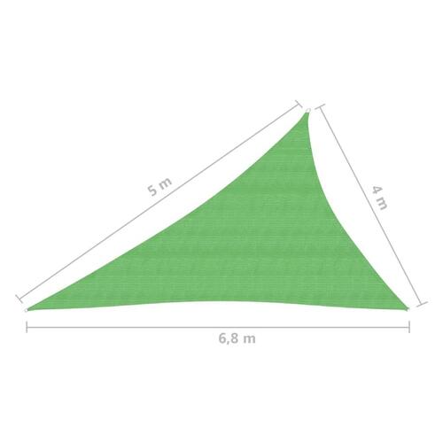 Solsejl 4x5x6,8 m 160 g/m² HDPE lysegrøn