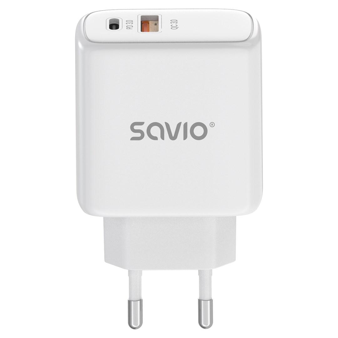 Hurtig oplader 20 W – Savio LA-12, universel, hvid billede