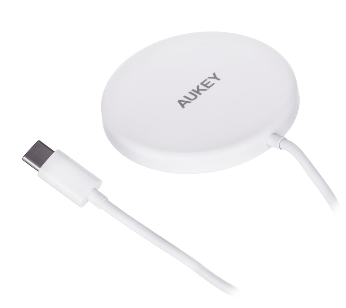 Trådløs oplader AUKEY Aircore Magnetic LC-A1, 15 W, hvid billede