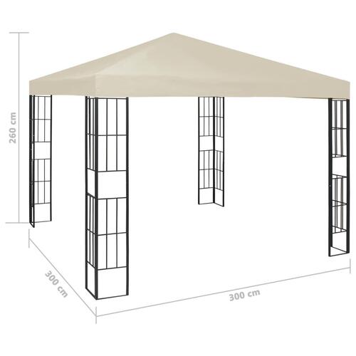 Pavillon med LED-lyskæder 3x3 m cremefarvet