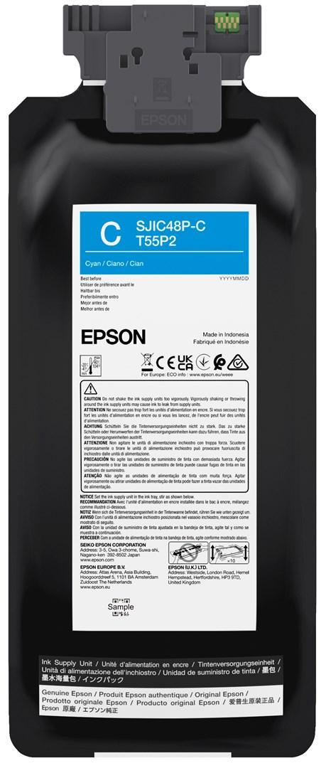BlÃ¦kpatron til printer â Epson SJIC48P-C, Cyan, 480 ml (Original) billede