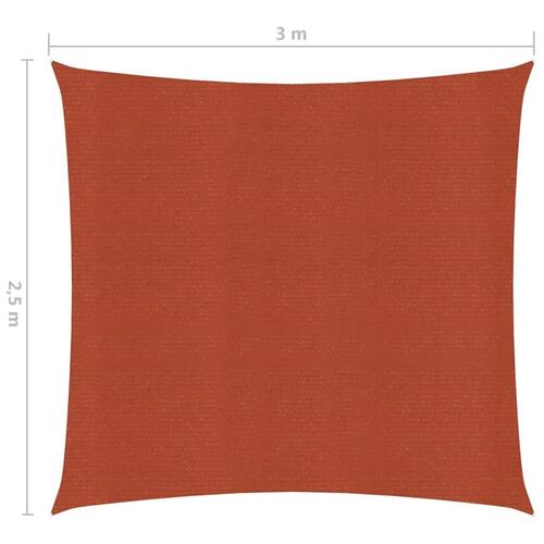 Solsejl 2,5x3 m160 g/m² HDPE terrakotta